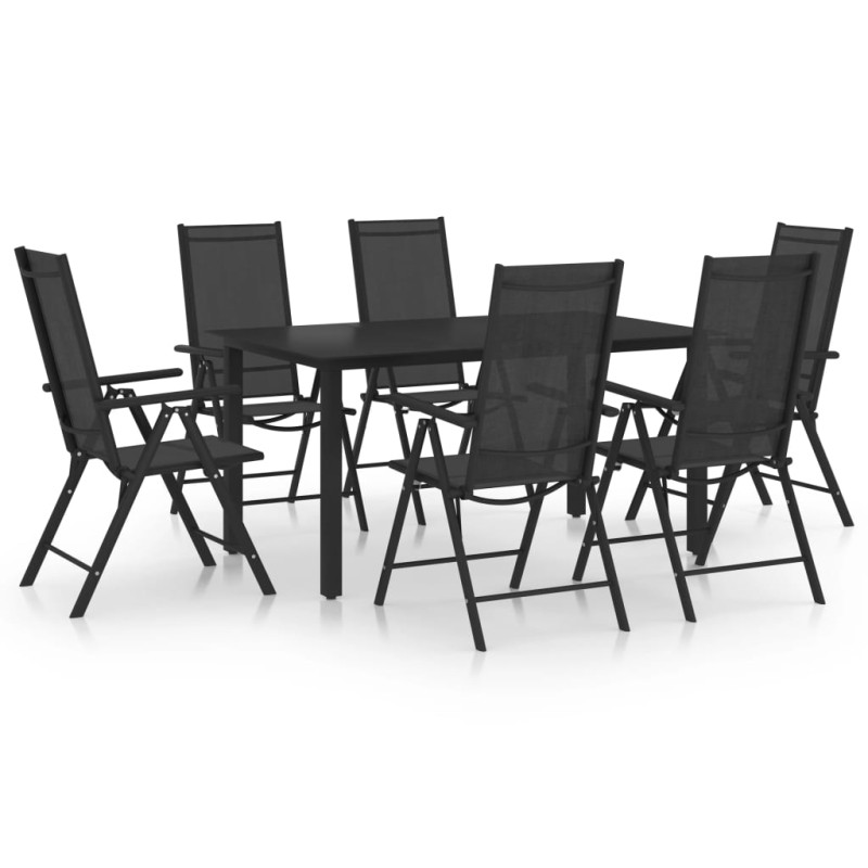 vidaXL Juego de comedor para jardín de 7 piezas aluminio negro vidaXL Juego de comedor para jardín de 7 piezas aluminio negro