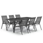 vidaXL Juego de comedor de jardín 7 piezas con cojines gris y negro vidaXL Juego de comedor de jardín 7 piezas con cojines gris y negro