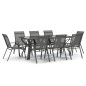 vidaXL Juego de comedor de jardín 9 piezas gris y negro vidaXL Juego de comedor de jardín 9 piezas gris y negro