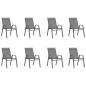vidaXL Juego de comedor de jardín 9 piezas gris y negro vidaXL Juego de comedor de jardín 9 piezas gris y negro