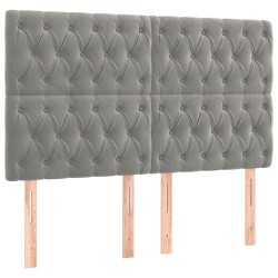 vidaXL Cabeceros 4 unidades de terciopelo gris claro 80x7x78/88 cm