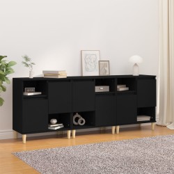 vidaXL Aparadores 3 uds madera contrachapada negro 60x35x70 cm