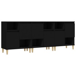 vidaXL Aparadores 3 uds madera contrachapada negro 60x35x70 cm