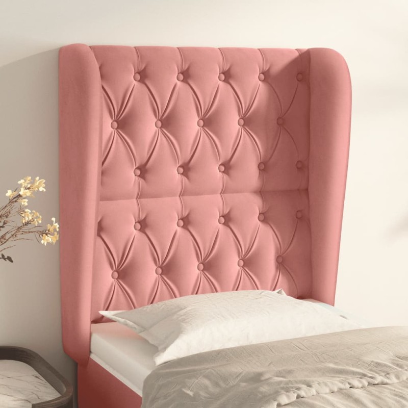 vidaXL Cabecero con orejas de terciopelo rosa 83x23x118/128 cm vidaXL Cabecero con orejas de terciopelo rosa 83x23x118/128 cm