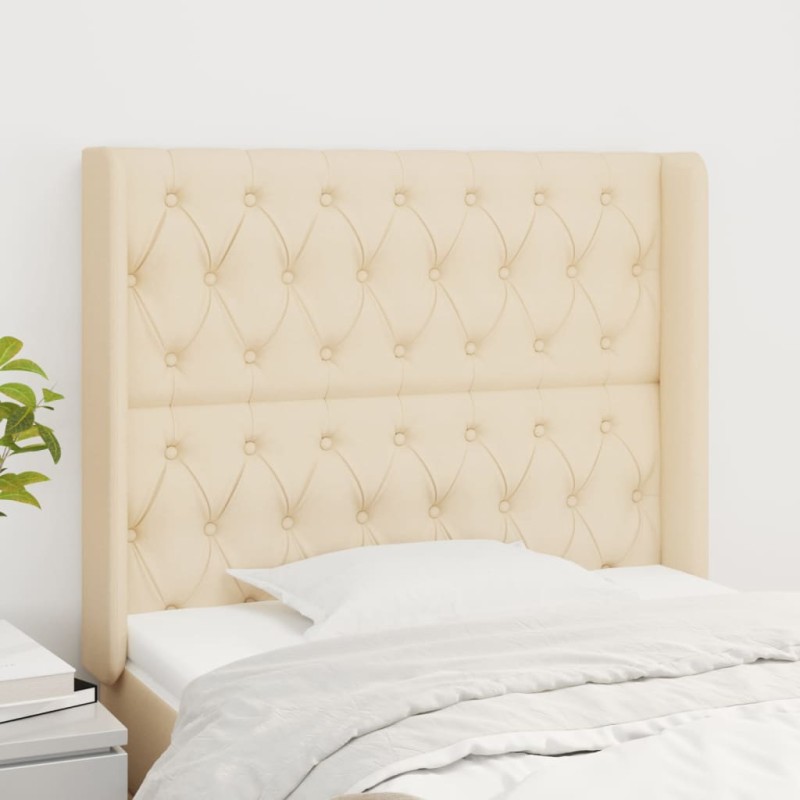 vidaXL Cabecero con orejas de tela color crema 93x16x118/128 cm vidaXL Cabecero con orejas de tela color crema 93x16x118/128 cm