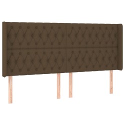 vidaXL Cabecero con orejas de tela marrón oscuro 203x16x118/128 cm