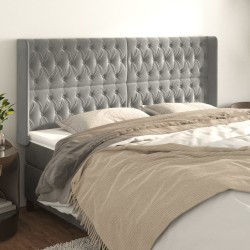 vidaXL Cabecero con orejas de terciopelo gris claro 183x16x118/128 cm