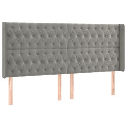 vidaXL Cabecero con orejas de terciopelo gris claro 183x16x118/128 cm