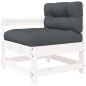 vidaXL Juego de muebles jardín 7 piezas y cojines madera maciza blanco vidaXL Juego de muebles jardín 7 piezas y cojines madera maciza blanco