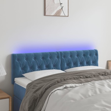 vidaXL Cabecero con LED de terciopelo azul oscuro 144x7x78/88 cm