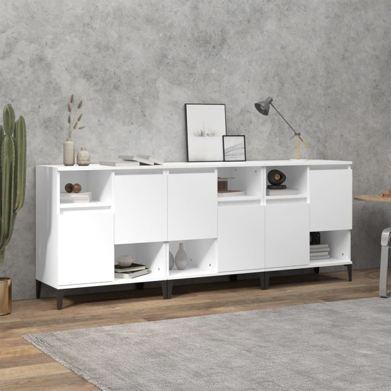 vidaXL Aparadores 3 uds madera contrachapada blanco 60x35x70 cm vidaXL Aparadores 3 uds madera contrachapada blanco 60x35x70 cm