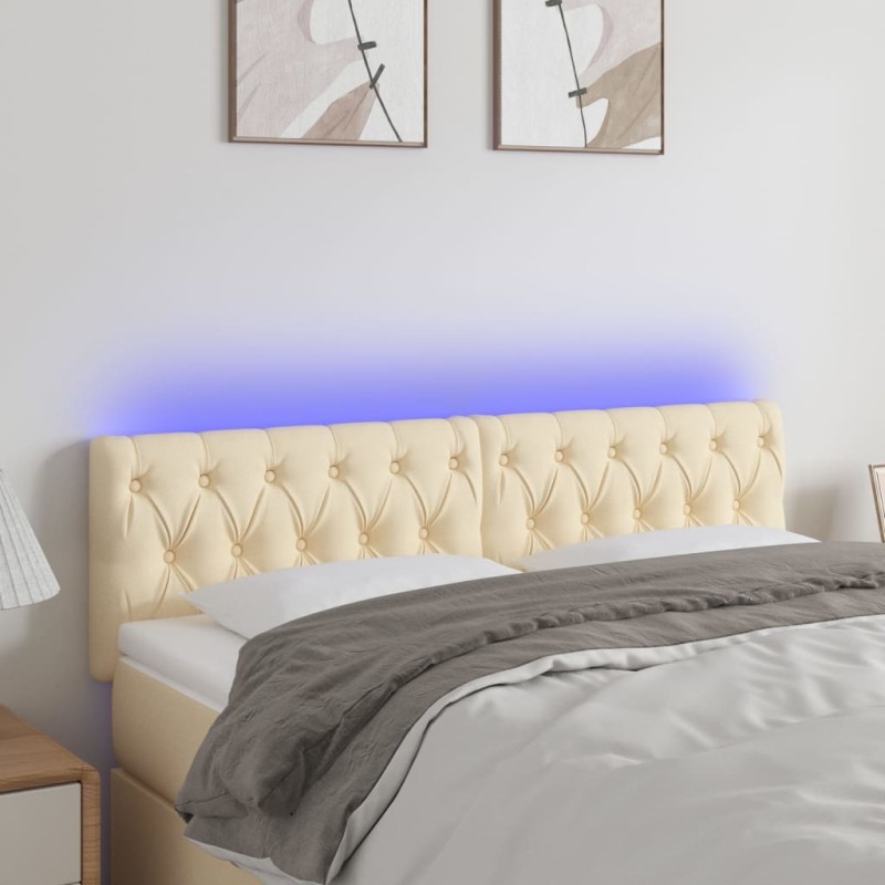 vidaXL Cabecero con LED de tela color crema 160x7x78/88 cm vidaXL Cabecero con LED de tela color crema 160x7x78/88 cm