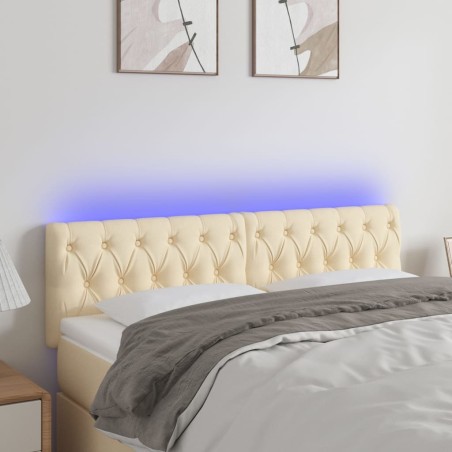 vidaXL Cabecero con LED de tela color crema 160x7x78/88 cm