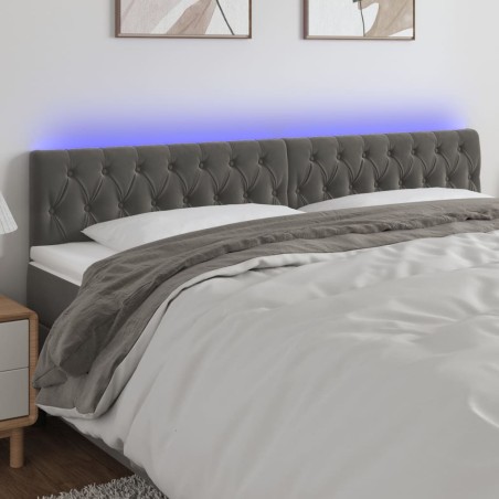 vidaXL Cabecero con LED de terciopelo gris oscuro 180x7x78/88 cm