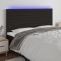 vidaXL Cabecero con luces LED tela negro 160x5x118/128 cm vidaXL Cabecero con luces LED tela negro 160x5x118/128 cm
