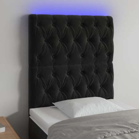 vidaXL Cabecero con luces LED terciopelo negro 80x7x118/128 cm