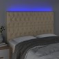 vidaXL Cabecero con luces LED tela crema 160x7x118/128 cm vidaXL Cabecero con luces LED tela crema 160x7x118/128 cm