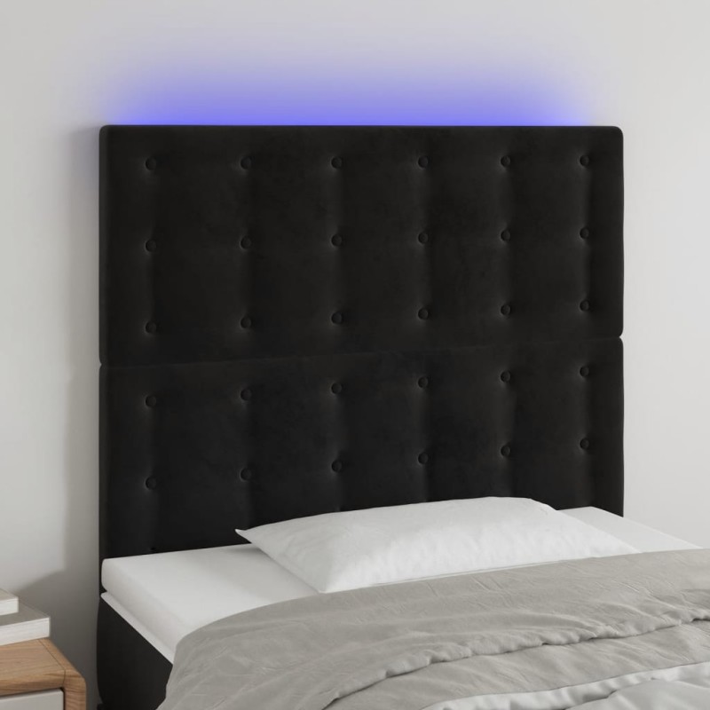 vidaXL Cabecero con luces LED terciopelo negro 90x5x118/128 cm vidaXL Cabecero con luces LED terciopelo negro 90x5x118/128 cm
