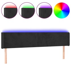 vidaXL Cabecero con LED de terciopelo negro 163x16x78/88 cm