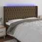 vidaXL Cabecero con LED de tela marrón oscuro 203x16x118/128 cm vidaXL Cabecero con LED de tela marrón oscuro 203x16x118/128 cm