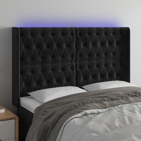 vidaXL Cabecero con LED de terciopelo negro 163x16x118/128 cm
