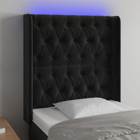 vidaXL Cabecero con LED de terciopelo negro 83x16x118/128 cm