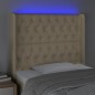 vidaXL Cabecero con LED de tela color crema 93x16x118/128 cm vidaXL Cabecero con LED de tela color crema 93x16x118/128 cm
