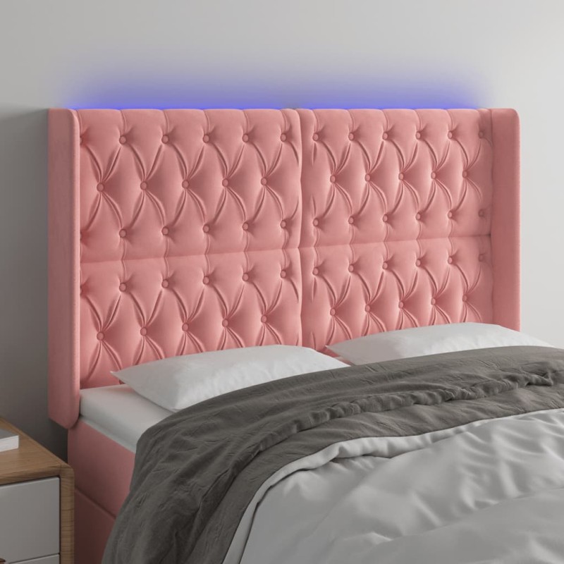 vidaXL Cabecero con LED de terciopelo rosa 147x16x118/128 cm vidaXL Cabecero con LED de terciopelo rosa 147x16x118/128 cm