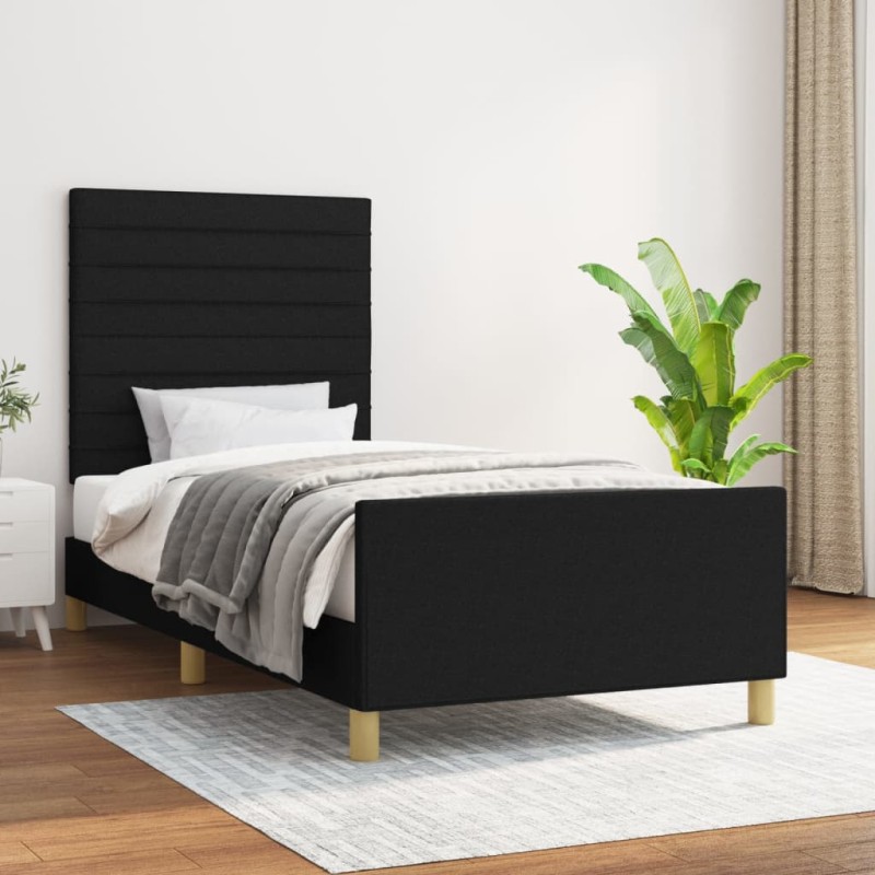 vidaXL Estructura de cama con cabecero de tela negro 80x200 cm vidaXL Estructura de cama con cabecero de tela negro 80x200 cm