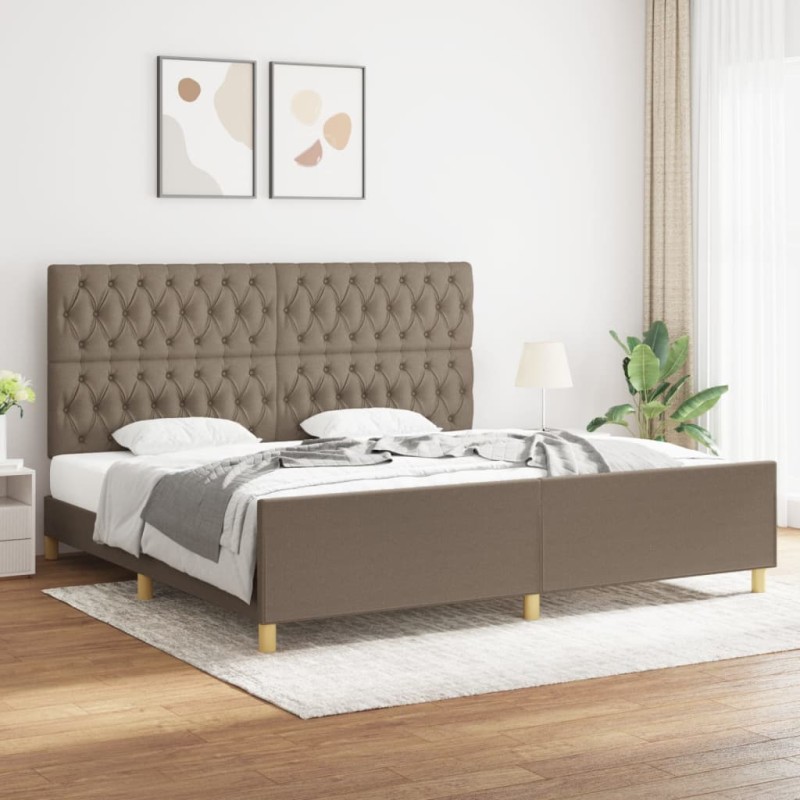 vidaXL Estructura de cama con cabecero de tela gris taupe 200x200 cm vidaXL Estructura de cama con cabecero de tela gris taupe 200x200 cm