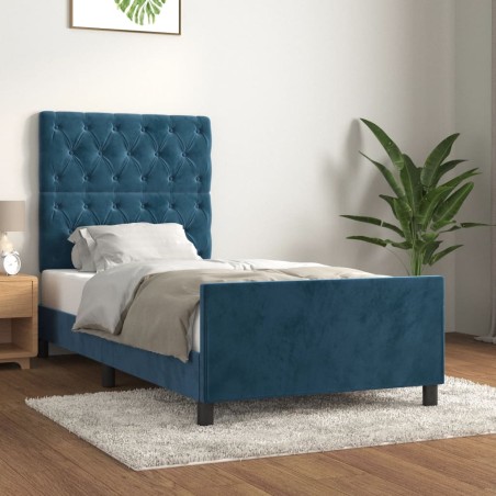 vidaXL Estructura cama con cabecero terciopelo azul oscuro 80x200 cm