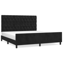 vidaXL Estructura de cama con cabecero de terciopelo negro 160x200 cm