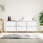 vidaXL Aparadores 3 uds madera contrachapada blanco brillo 60x35x70 cm vidaXL Aparadores 3 uds madera contrachapada blanco brillo 60x35x70 cm