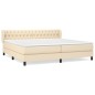 vidaXL Cama box spring con colchón tela color crema 200x200 cm