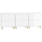 vidaXL Aparadores 3 uds madera contrachapada blanco brillo 60x35x70 cm vidaXL Aparadores 3 uds madera contrachapada blanco brillo 60x35x70 cm