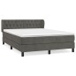 vidaXL Cama box spring con colchón terciopelo gris oscuro 140x190 cm vidaXL Cama box spring con colchón terciopelo gris oscuro 140x190 cm