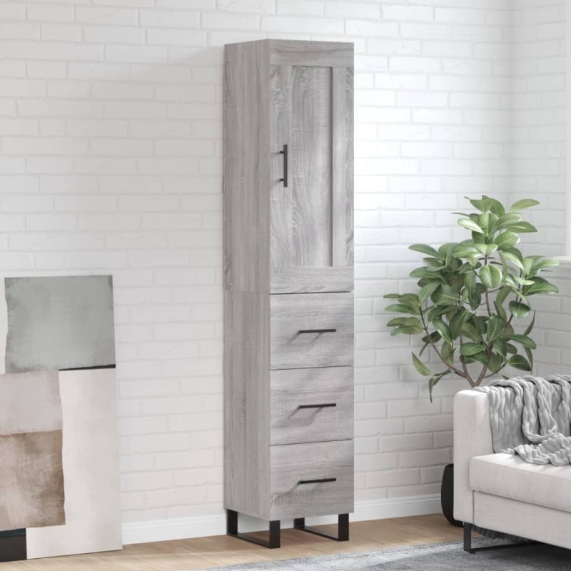 vidaXL Aparador alto madera contrachapada gris Sonoma 34,5x34x180 cm vidaXL Aparador alto madera contrachapada gris Sonoma 34,5x34x180 cm