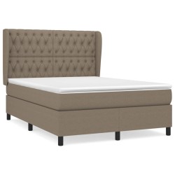 vidaXL Cama box spring con colchón tela gris taupe 140x190 cm