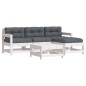 vidaXL Juego de muebles jardín 5 piezas y cojines madera maciza blanco vidaXL Juego de muebles jardín 5 piezas y cojines madera maciza blanco