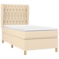 vidaXL Cama box spring con colchón tela color crema 90x200 cm vidaXL Cama box spring con colchón tela color crema 90x200 cm
