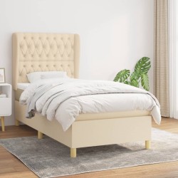 vidaXL Cama box spring con colchón tela color crema 100x200 cm
