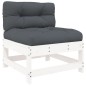 vidaXL Juego de muebles jardín 5 piezas y cojines madera maciza blanco vidaXL Juego de muebles jardín 5 piezas y cojines madera maciza blanco