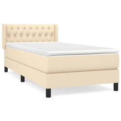 vidaXL Cama box spring con colchón tela color crema 100x200 cm