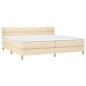 vidaXL Cama box spring con colchón tela color crema 200x200 cm vidaXL Cama box spring con colchón tela color crema 200x200 cm