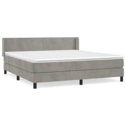 vidaXL Cama box spring con colchón terciopelo gris claro 160x200 cm