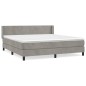 vidaXL Cama box spring con colchón terciopelo gris claro 160x200 cm