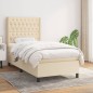 vidaXL Cama box spring con colchón tela color crema 100x200 cm vidaXL Cama box spring con colchón tela color crema 100x200 cm