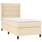 vidaXL Cama box spring con colchón tela color crema 100x200 cm vidaXL Cama box spring con colchón tela color crema 100x200 cm