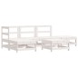 vidaXL Juego de muebles jardín 6 piezas y cojines madera maciza blanco vidaXL Juego de muebles jardín 6 piezas y cojines madera maciza blanco