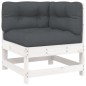 vidaXL Juego de muebles jardín 6 piezas y cojines madera maciza blanco vidaXL Juego de muebles jardín 6 piezas y cojines madera maciza blanco